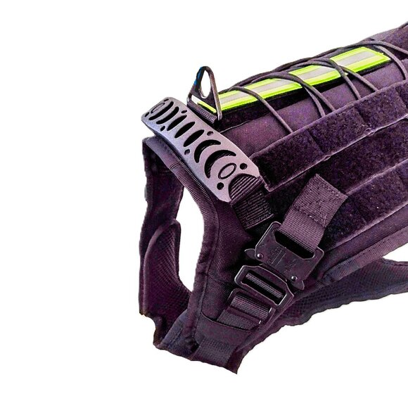 Black Tactical LG Dog Harness, Adjust. No-Pull Dog Vest ~ Metal Latches, Patches - Picture 6 of 15